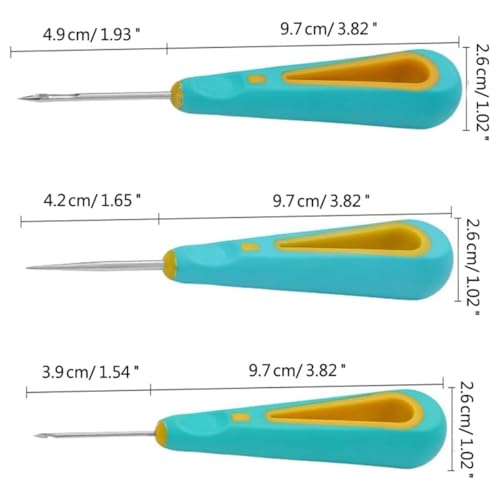 Image of Jizlan 3Pcs Green Round Hole Cone Hand Drills Punch Needles for DIY Silicone Mould Making, Candle Wick Punching, Rug Punching
