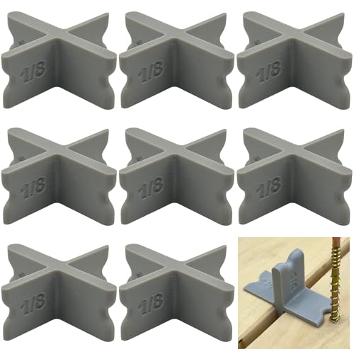 Deck Spacer Tool 4-in-1 – 1/16', 1/8', 3/16', 1/4' Deck Board Spacing Tool – 8 Pack Reusable Decking Spacers for Wood & Composite – Even Gaps, Faster Install 8 Pcs Deck Spacer, Deck Board Spacers