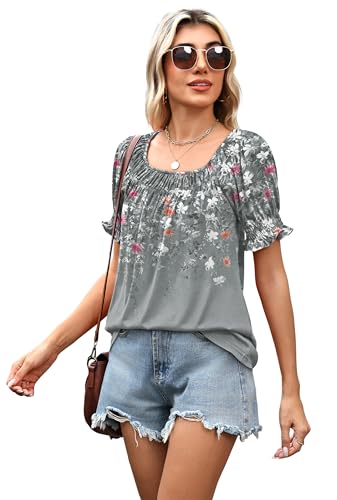 Image of WIHOLL Womens Short Sleeve Square Neck Summer Tops Dressy Casual Blouses Trendy Clothes 2026
