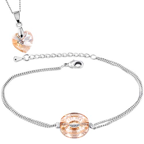 Preisvergleich Produktbild 2Splendid Armband und Halskette, rhodiniert, mit Swarovski-Kristallen, 2 Stück, elegantes Schmuckstück, perfekt für Frauen, Geschenk für alle Anlässe, mit schöner Box