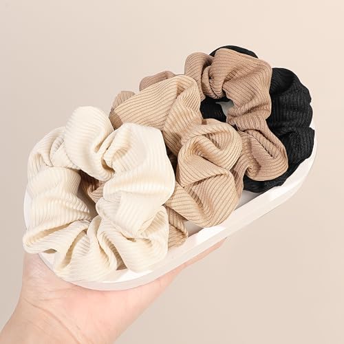 Image of Hair Scrunchies for Women - Hair Ties No Damage Both for Thick Hair or Thin Hair Curl Hair No Crease Gray Scrunchies Ponytail Holder No Hurt Your Hair