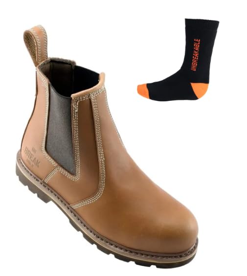 Mens Highland SBP SRA Leather Safety Boots Steel Toe Cap Lightweight Slip Resistant Work Boots with Safety Ankle socks