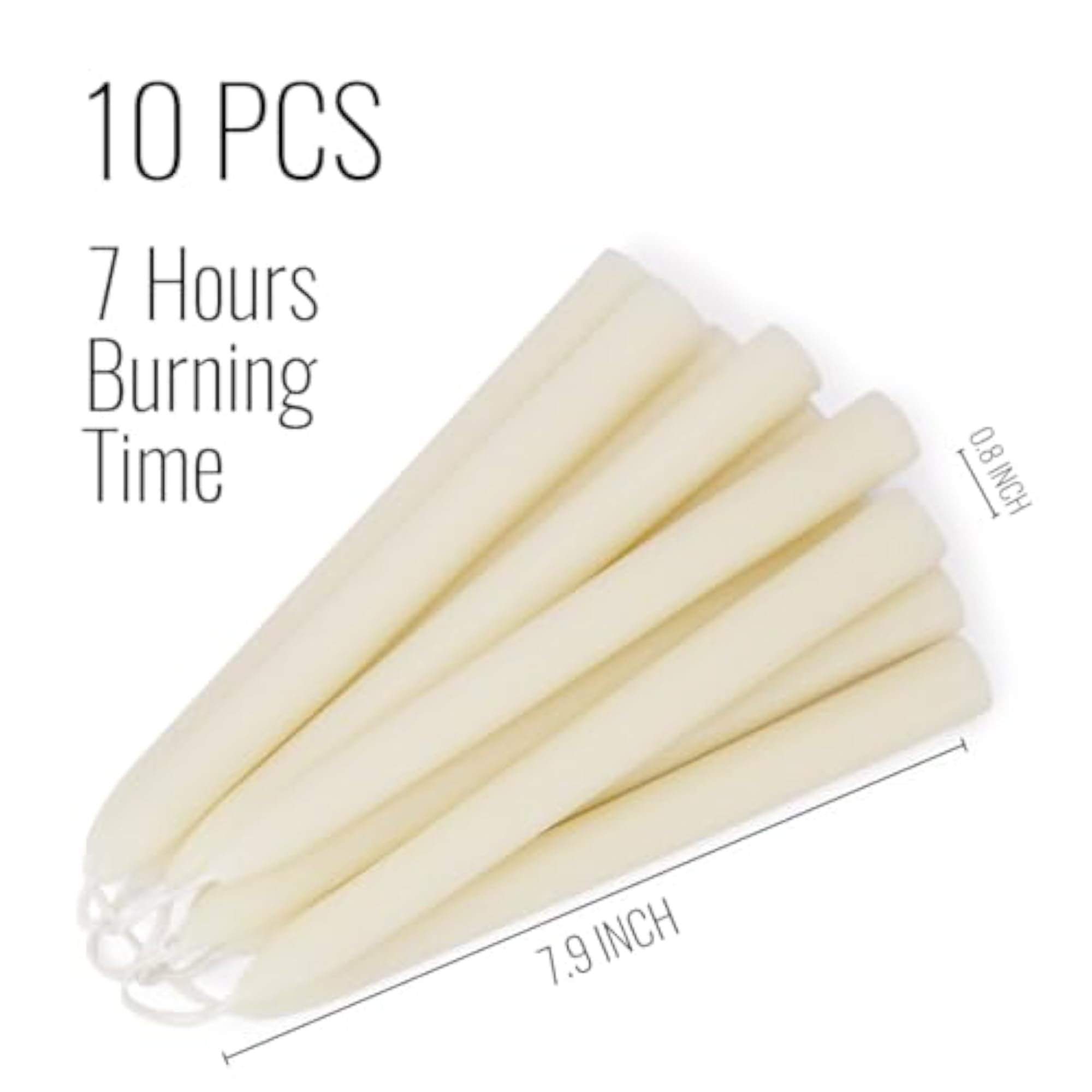 White Beeswax Taper Candles, Unscented and Smokeless
