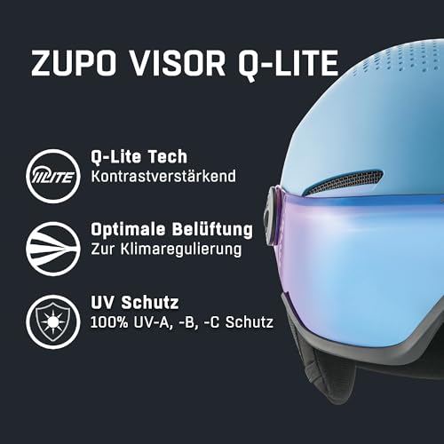 ALPINA ZUPO Visor Q-LITE Kinderskihelm, Smoke-Blue matt, 48-52 cm – Ansicht 2