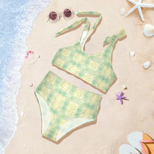 Lattice Girls Two Piece Tankini Swimsuits Summer Bathing Suit Beach Swimwear Set2