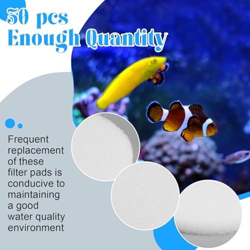 Image of Tranqun 24 Pcs Fine Filter Water Polishing Pad Compatible with Fluval Fx4, Fx5, Fx6, Sponge White, 7 x 7 x 0.63 Inches