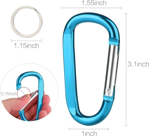 Image of CampTek Carabiner Caribeaner Clip,3 inch Large Aluminum D Ring Shape Carabeaner with Keyring Keychain Hook