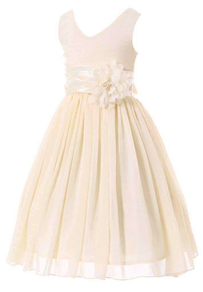 HAPPY ROSE Junior Bridesmaids V-Neckline Chiffon Flower Girl Dress — view 3