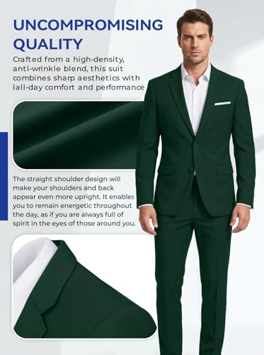 Image of Mens 2 Piece Suit Slim 2 Button Prom Suit Jacket Pants Tuxedo Set