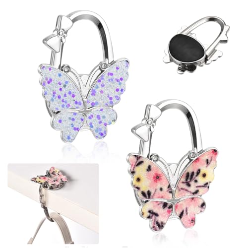 Image of HASTHIP 2Pcs Foldable Purse Hook, Women Bag Table Hanger Collection Purse Hanger for Table, Portable Table Bag Holder for Handbag, Backpack, Sling Bag ( Metal Multi-Purpose Hook with Storage Bag)