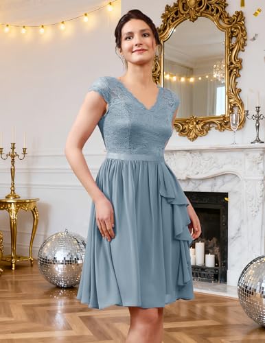 Image of Wedtrend Women's Bridesmaid Dresses Short Prom Dress Ruffle Semi Formal Cocktail Dresses Floral Homecoming Dress