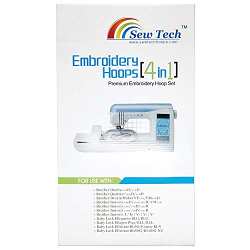 Sew Tech Embroidery Hoops For Brother Innovis Nq1600E Nq1700E Nq1400E Nq3600D Dream Machine 2 Ve2200 4000D 1500D V7 V5 Vm5200 Babylock Embroidery Machine Hoop (4In1-B Set) #TOP5