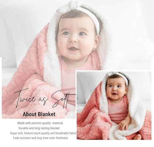 Image of VAS COLLECTIONS Ultra Soft Baby Blanket | Flannel + Sherpa | 2-Layer All-Season AC Sheet for Newborns (0-24 M) - Light Pink