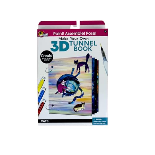 EyeConnect Crafts Make Your Own 3D Tunnel Book | Mini DIY Book Art & Craft Kit | Build, Paint & Draw Your Own Book with Mini Animals | Award-Winning STEAM Stationary Set | Ages 3+ (Cats) by EyeConnect Crafts - Used condition - Image 2