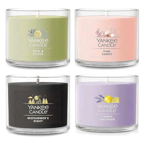 Yankee Candle Mini Jars Tropical Breeze Scented Home Fragrance Decor Featuring Soy Wax Blend for Relaxing Ambiance and Ideal Gifts 1.3 Ounce (Pack of 4)