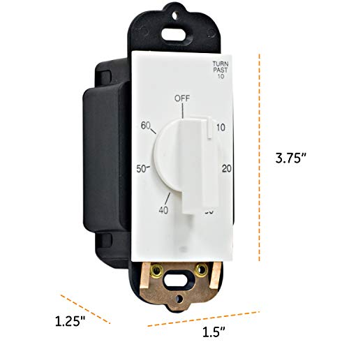 Ge In-Wall Mechanical Countdown Timer Switch, Spring Wound, No Neutral Wire Needed, Up To 60 Minutes, White & Light Almond Wallplates, Ideal For Lights, Exhaust Fans, Heaters, 15304 #TOP3