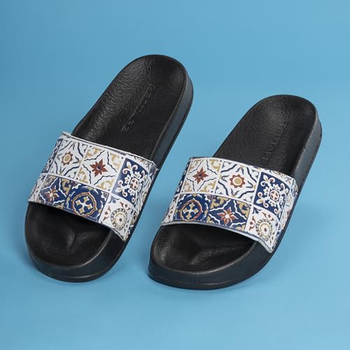 Image of Red Tape Womens Sliders in Slate Blue | Casual Pool Sliders | SLATE BLUE | 3 UK