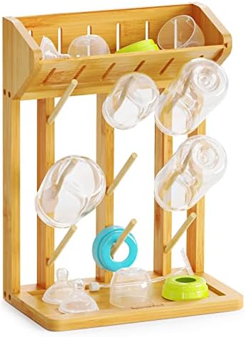 SpaceAid Bamboo Baby Bottle Drying Rack, Space Saving Kitchen Bot...