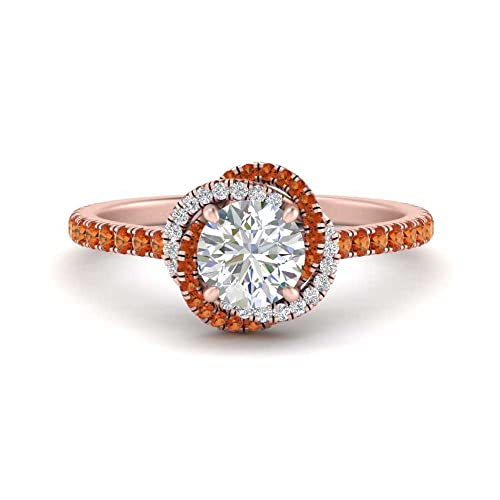 Image of 55Carat Choose Your Gemstone Flower Diamond CZ Ring rose gold plated Round Shape Halo Engagement Rings Ornaments Surprise for Wife Symbol of Love Clarity Comfortable US Size 4 to 12