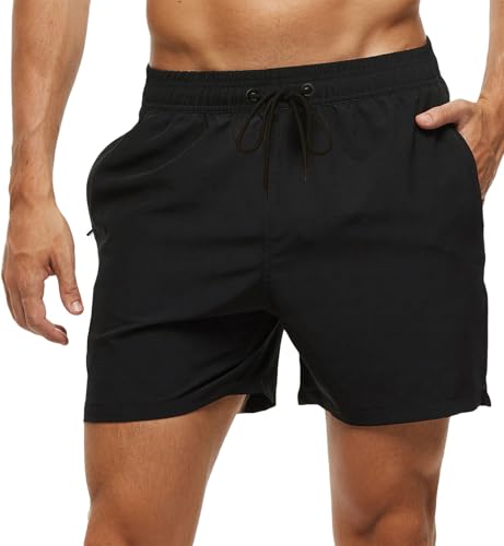 Image of Tyhengta Men's Swim Trunks Quick Dry Beach Shorts with Zipper Pockets and Mesh Lining