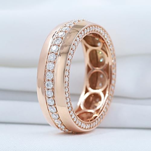 Men’s Eternity Wedding Band with Moissanite & Lab Grown Diamond in 925 Sterling Silver & 10K/14K Solid Gold, Stackable Comfort Fit Anniversary or Engagement Ring, 1.50 CTTW4