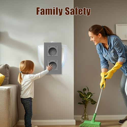 BSEED Steckdose mit USB C(5 V 2.1A),Unterputz Steckdose (Typ C und Typ C),16A 250V 2 Fach Wandsteckdose,2*USB C Einbausteckdose Geeignet f&uuml;r Phone,Pad-157mm*86mm,Grau