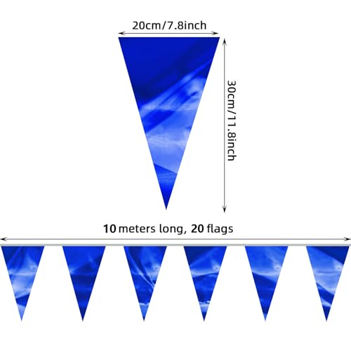 Image of 65FT Blue Glitter Triangle Pennant Banner Flag Metallic Bunting Fabric Garland for Christmas Graduation Wedding Engagement Anniversary Bachelorette Birthday Bridal Shower Valentine's Party Supplies