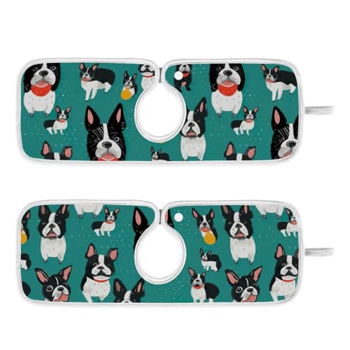 FULUHUAPIN 2 Pack Dog Kitchen Faucet Splash Catcher Absorbent Mat, Polyester Sponges Machine Washable Quick Dry Drying Mat, Sink Accessories 23'' x 5'' 20324233