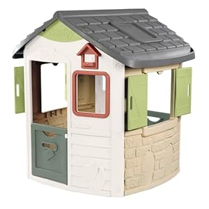 Smoby Life - Jura Lodge Spielhaus (115x123x132 cm) mit mind. 50% Recycling-Anteil - wetterfestes Gartenhaus für Kinder mit Vogel-Futterstelle - Outdoor-Kinderhaus für Garten oder Terrasse - ab 2 Jahre