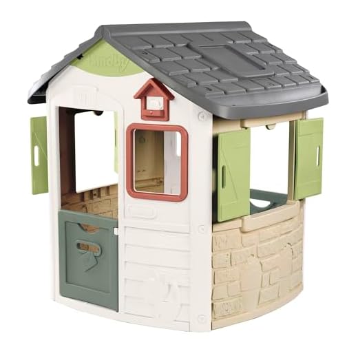 Smoby Life Casa Jura Lodge - Casa de Juegos Infantil con 2 Puertas Bajas, Ventanas con Contraventanas y Comedero para Pájaros - Material Reciclado - Resistente Rayos UV - Más de 2 años (7600810504)