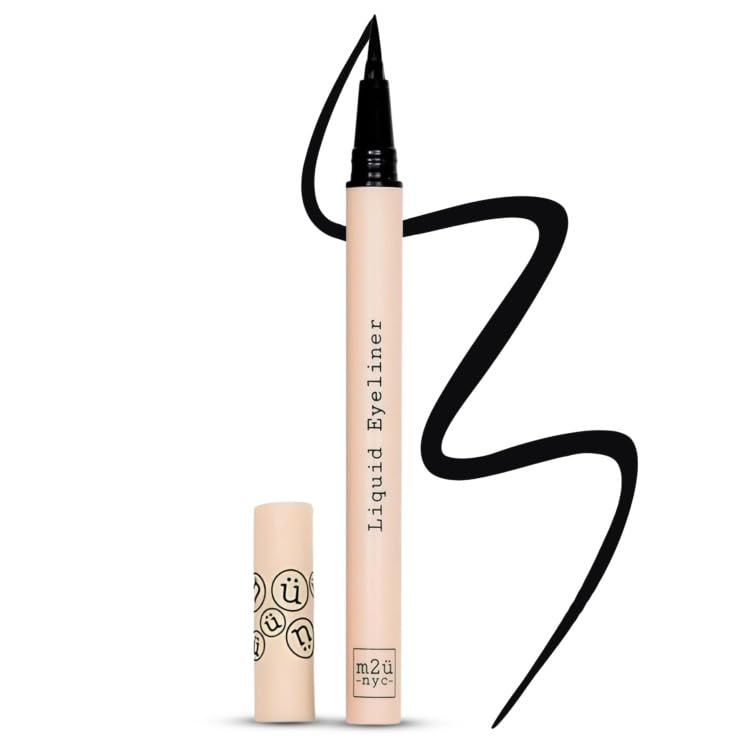 M2U NYC Waterproof Liquid Eyeliner Pen – Up to 24 Hour Wear, Smudge-Proof Black Eye Liner with Bold Pigments -Vegan & Hypoallergenic Formula Infused with Vitamin E