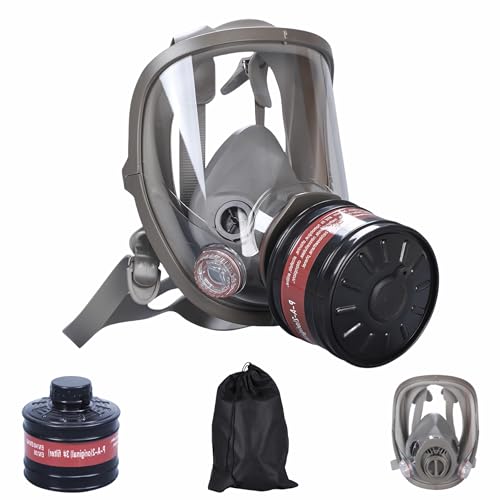 Sosvulix Masques à gaz réutilisables couvrant le visage entier utilisent des filtres à charbon actif de 40 mm, pour la peinture par pulvérisation, les...