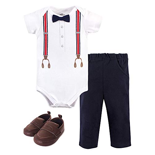 Image of Little Treasure Unisex Baby Cotton Bodysuit, Pant and Shoe Set
