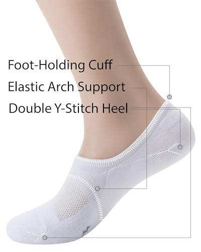 Pro Mountain No Show Socks Wide Toe Box For Health Bunion Unisex Size S to X-Large Cotton Cushion Footies4