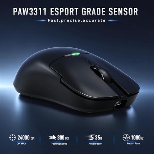 Ratón Gaming Inalámbrico Ultra-Ligero 57g con Sensor PAW3311 de 24.000 dpi AJ159P MC Pro 2