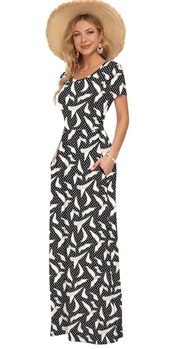 Image of AUSELILY Women's Classic Short Sleeve Loose Plain Casual Long Maxi Dresses for Women 2026