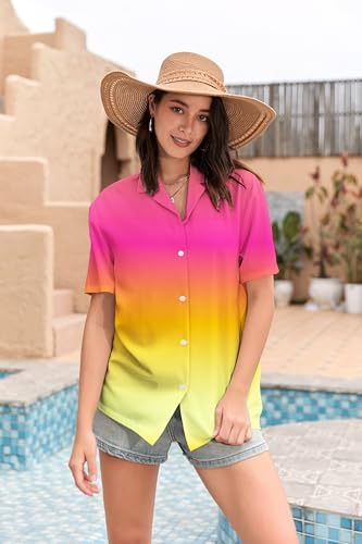 Image of SANGTREE Girls & Women's Hawaiian Shirts Button Down Short Sleeve Floral Tropical Shirt Beach Vacation Blouse Tops
