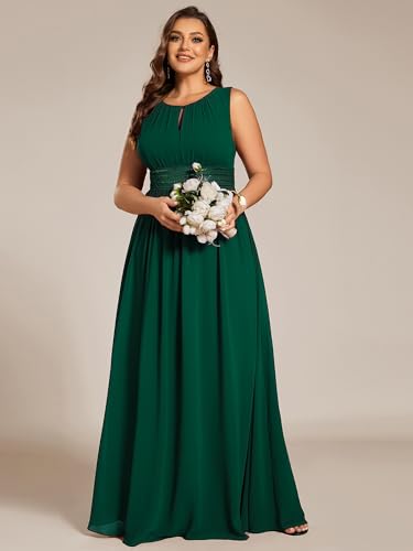 Image of Ever-Pretty Plus Women's Round Neck Sleeveless Empire Waist Maxi Plus Size Formal Gowns Bridesmaid Dresses