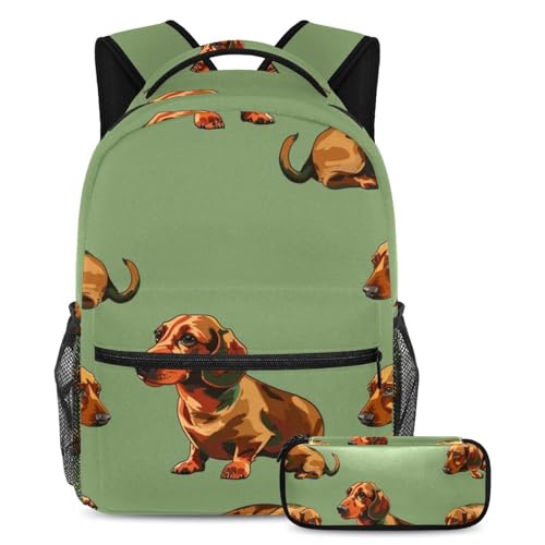 Mini sac à dos teckel marron, sac à livres pour fille et garçon