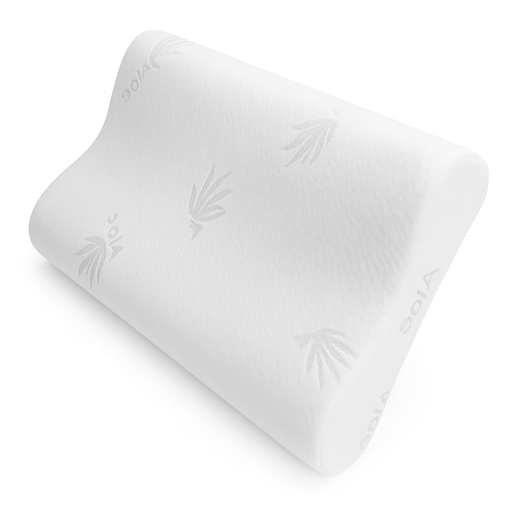 amuéblate online - Almohada Cervical y Cuello Viscoelástica Cojín Ortopédico para Dormir, Antiácaros Antialérgico y Transpirable Ideal para Dolores de Cuello, Funda Aloe Vera Extraíble y Lavable