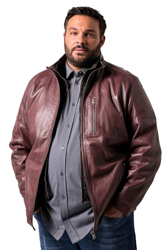 Men Plus Herren große Größen Übergrößen Menswear L-8XL Lederjacke, Leder, Lammnappaleder, herausnehmbarer Einsatz Bordeaux 7XL 842494589-7XL