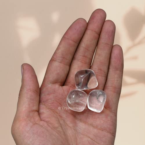 Image of Certified Premium Clear Quartz Crystal Healing Tumbled Stone, Natural Polished Crystals for DIY Crafts, Manifestation, Meditation, Pooja Feng Shui and Reiki Healing (30 Grams)