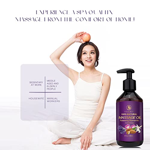 Kouruilife Massage Oil - Aromatic Lavender Massage Oil Enhanced With High Absorption Sweet Almond Oil Jojoba Vitamin E And Relaxing Lavender Essential Oil - Full Body Scented Oil #TOP1