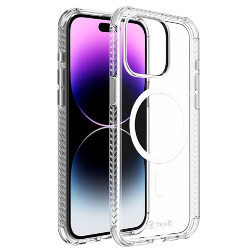 Muvit for France Coque MagSafe 3M pour iPhone 15 Pro Max. Eco-Responsable et Antichoc. Structure renforcée - Protection des Chutes - Transparente - Durable....