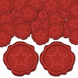 craspire 50 pezzi di adesivi sigillo di cera a forma di stella di colore rosso scuro, adesivi decorativi vintage autoadesivi per confezioni regalo, creazione di biglietti di auguri di compleanno