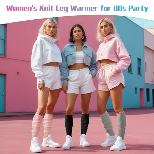 Image of Pleneal Leg Warmers for Women - Fashion Warm Ribbed Knit Leg Warmers 80s Accessories for Party Sports Yoga Dance