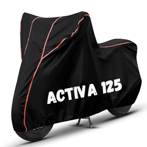Image of Bike Cover for Activa 125 100% Waterproof, Dustproof & Scratch Resistant| Fully Bottom Elastic UV Resistant Heavy Duty Body Cover | All Weather Outdoor Use