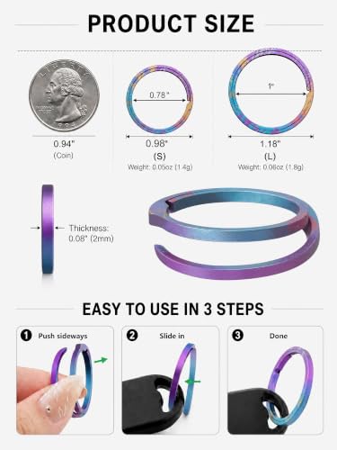 Image of Titanium Key Rings Heavy Duty Side Push Easy Open Split Keychain Rings