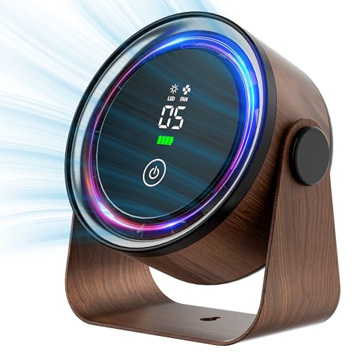 WNXQGZ Small Desk Fan Battery Powered - Retro Low Noise Quiet Portable Gentle Blowing without...