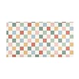 TSENQUE Rainbow Checkered Bath Rug Kitchen Mat, Fluffy Rugs for Bathroom Non Slip Absorbent Washable Rug Home Kitchen Decor, 39' x 20'